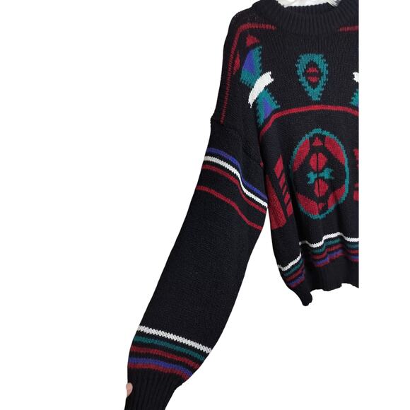 M773)Vtg 90s Expressions International Colorful Knit Pullover Granpa Sweater XL - Picture 4 of 8